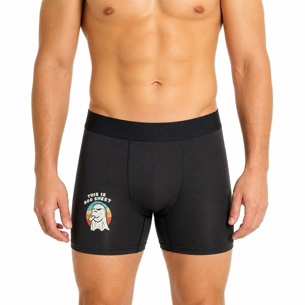 Ironyte Large (36-38) Black This Is Boo‎ Sheet Ghost Graphic Boxer Briefs New